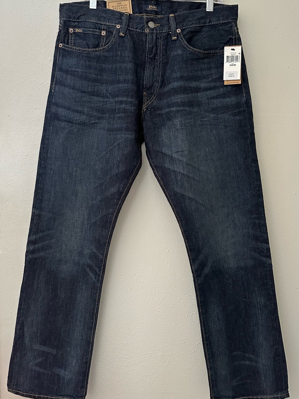 Polo Ralph Lauren Hampton Relaxed Straight Jeans Mens 33x30 Blue Dark Wash